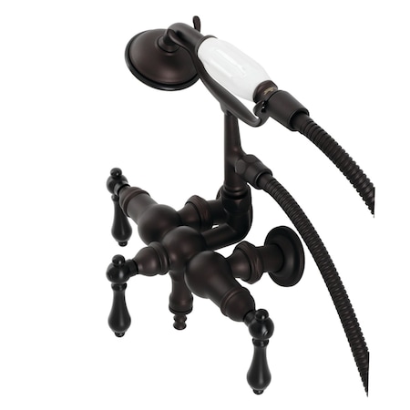 Kingston Brass CA19T5 3-3/8" Tub Wall Mount Clawfoot Tub Faucet with Hand Shower, Oil Rubbed Bronze CA19T5